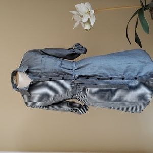 Love Notes Tab Sleeve Pinstripe Dress